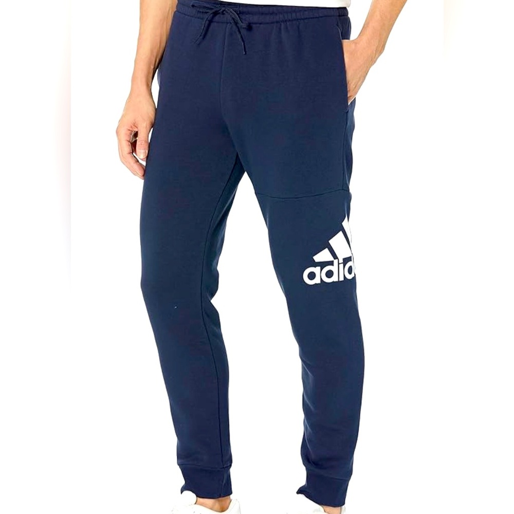 Adidas Men's Essentials Fleece Tapered Cuffed Big Logo Pants 💎